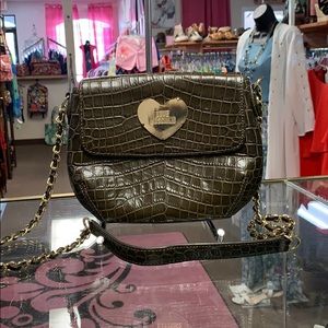 Love moschino olive leather crossbody